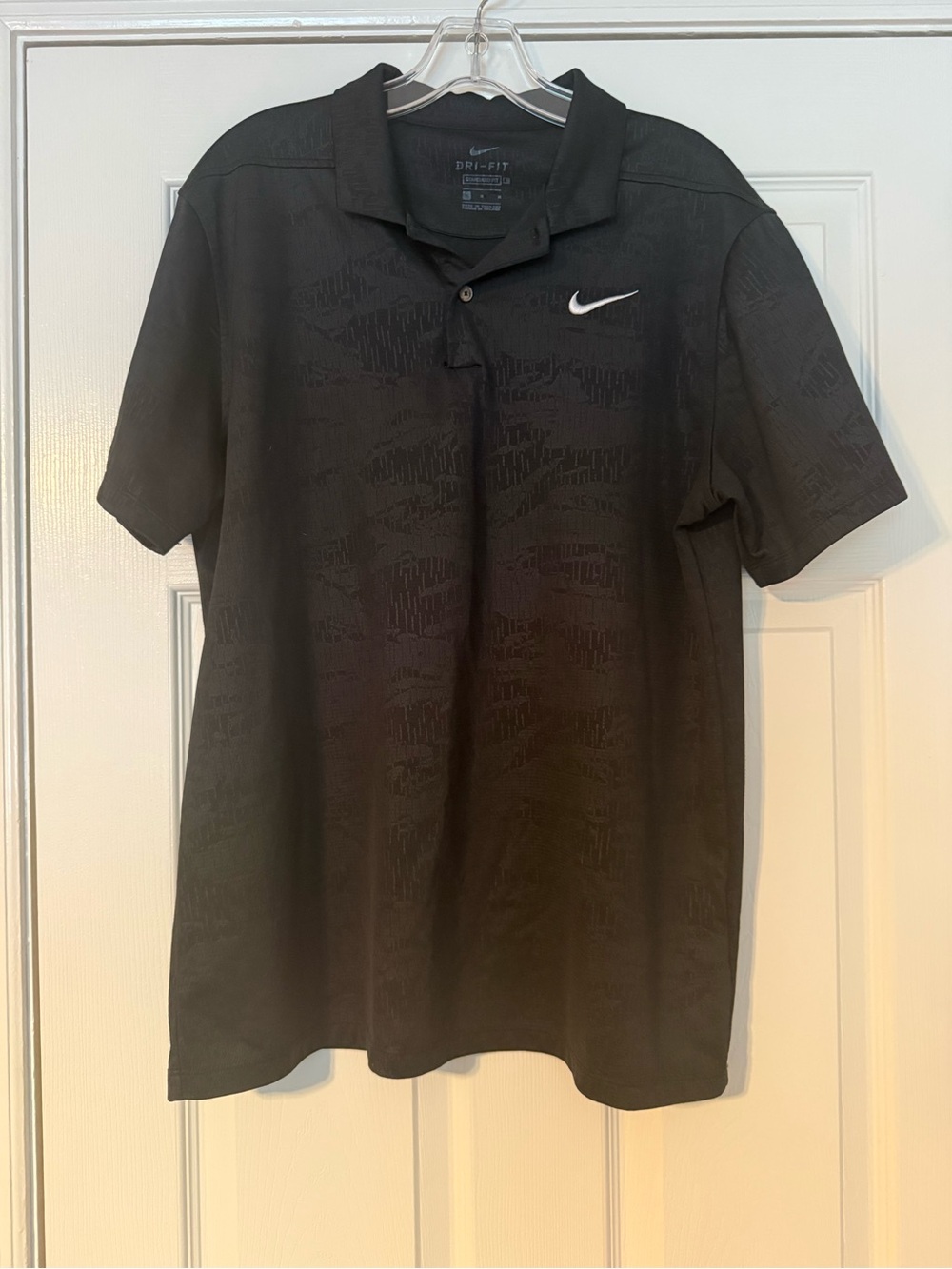 Nike Black Men's Polo with White Swoosh